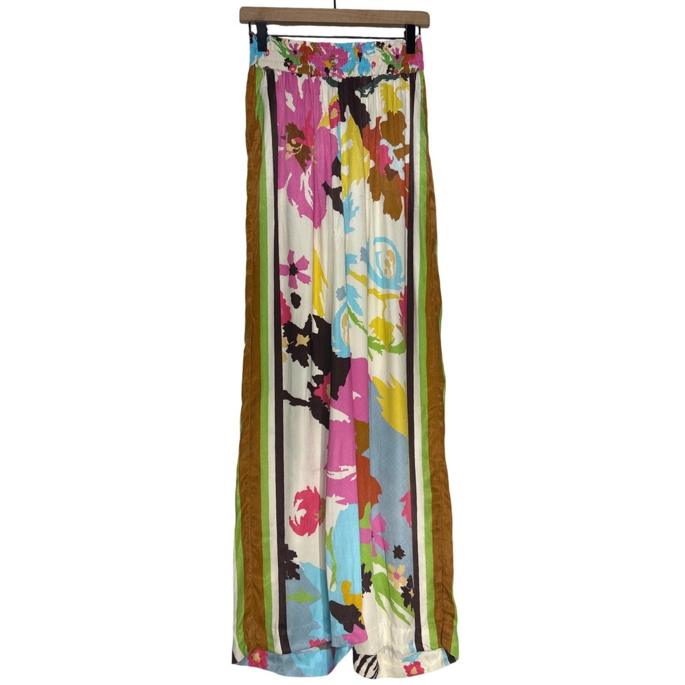 Anthropologie Conditions Apply Imara Satin Wide-Leg Pants Floral Retail $138 NWT
